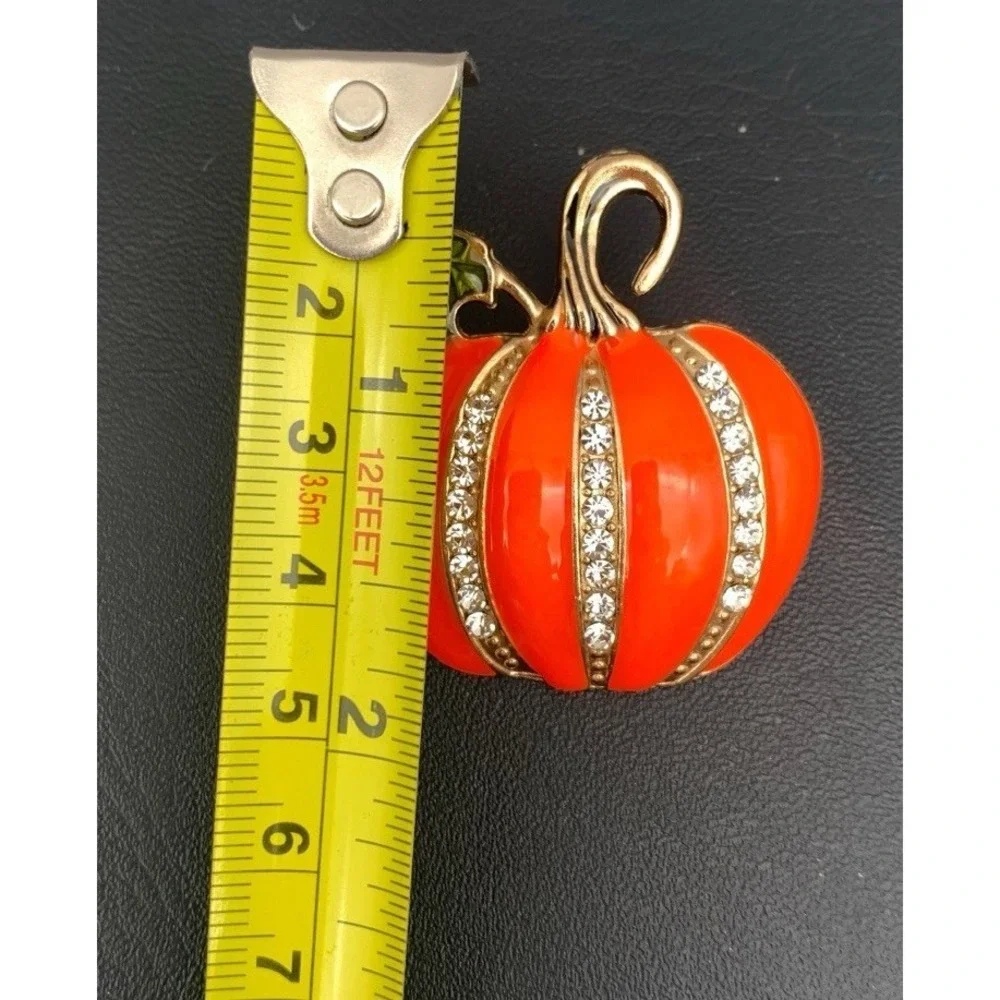 Gold Tone And Yellow And Green Enamel Pumpkin Brooch‎